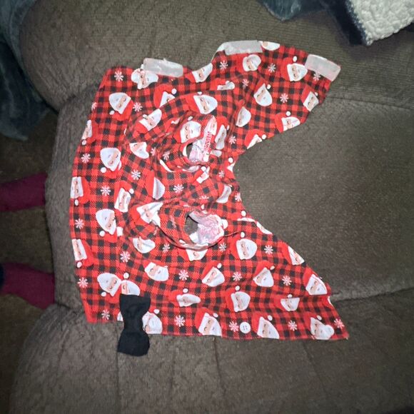 Santa Claus Dog Outfit Bow Tie Size Small - Picture 5 of 9
